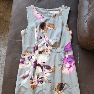 Floral Sleeveless Dress - Purple and Gray